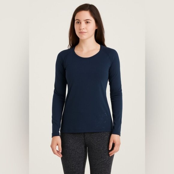 Lululemon Navy Blue Long Sleeve Performance Top Women’s Size 6 (Approx. M, 18”) - Picture 1 of 7